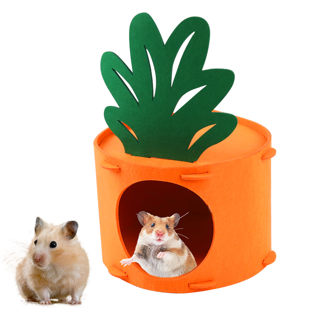 Qpets Hamster House Rabbit House, Felt Carrot Bunny House Cute Guinea Pig House Small Pet Hideout, DIY Assembly Washable & Detachable Small Pet House Play Cave for Hamsters, Mice, Rabbits -17X13.5CM Qpets Hamster House Rabbit House, Felt Carrot Bunny House Cute Guinea Pig House Small Pet Hideout, DIY Assembly Washable & Detachable Small Pet House Play Cave for Hamsters, Mice, Rabbits -17X13.5CM